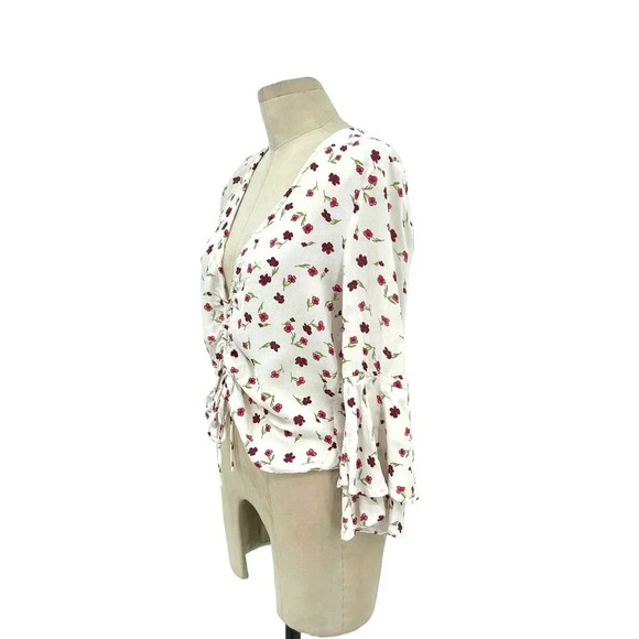 Flynn Skye Kirsty‎ Ruched Tie Front Top in Dream Lover Floral Print Size Small - Picture 5 of 8